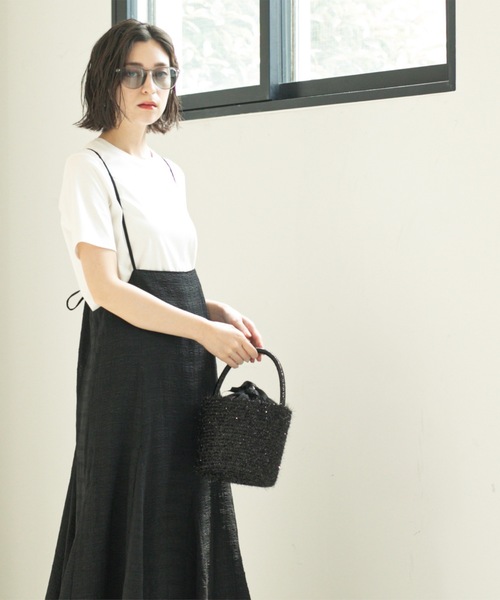 OPAQUE.CLIP（オペークドットクリップ）の「シアーチェックキャミワンピース【洗濯機洗い可】（ワンピース・レディース・ダークブラウン系1/ブラック系1・00）」の5枚目の写真