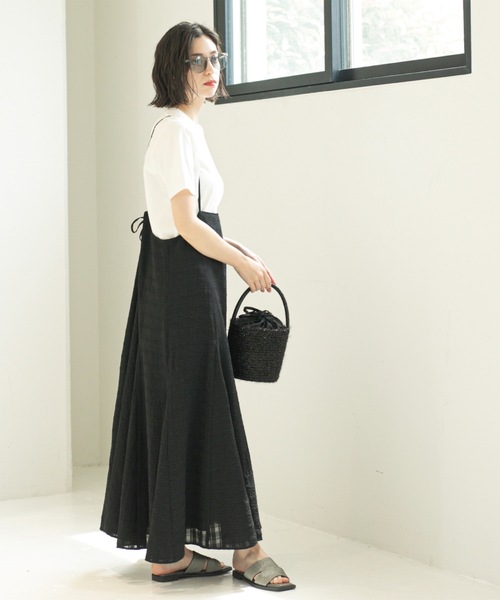 OPAQUE.CLIP（オペークドットクリップ）の「シアーチェックキャミワンピース【洗濯機洗い可】（ワンピース・レディース・ダークブラウン系1/ブラック系1・00）」の7枚目の写真