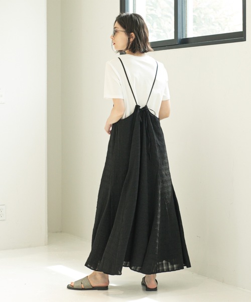 OPAQUE.CLIP（オペークドットクリップ）の「シアーチェックキャミワンピース【洗濯機洗い可】（ワンピース・レディース・ダークブラウン系1/ブラック系1・00）」の8枚目の写真