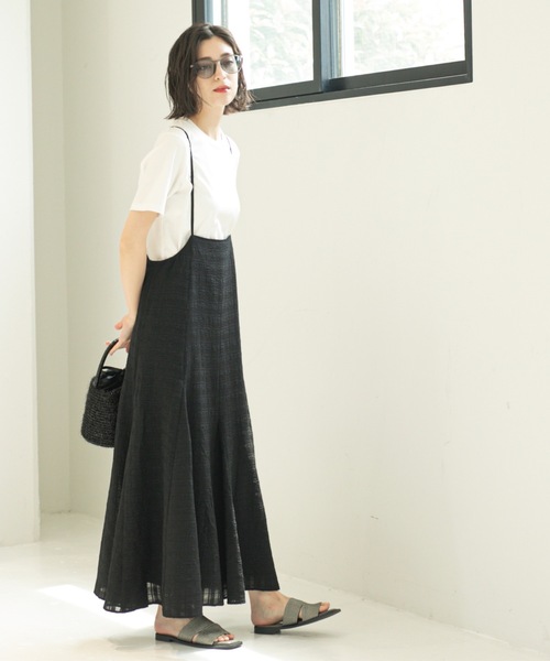 OPAQUE.CLIP（オペークドットクリップ）の「シアーチェックキャミワンピース【洗濯機洗い可】（ワンピース・レディース・ダークブラウン系1/ブラック系1・00）」の10枚目の写真