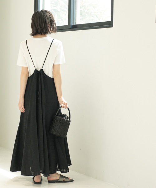 OPAQUE.CLIP（オペークドットクリップ）の「シアーチェックキャミワンピース【洗濯機洗い可】（ワンピース・レディース・ダークブラウン系1/ブラック系1・00）」の11枚目の写真