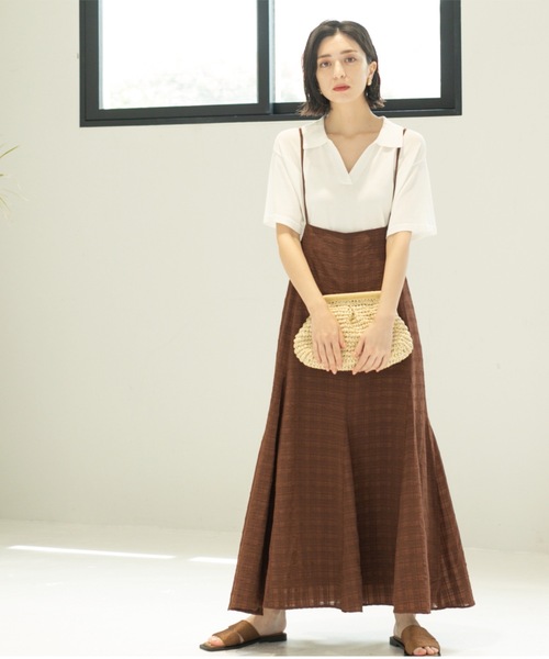 OPAQUE.CLIP（オペークドットクリップ）の「シアーチェックキャミワンピース【洗濯機洗い可】（ワンピース・レディース・ダークブラウン系1/ブラック系1・00）」の13枚目の写真