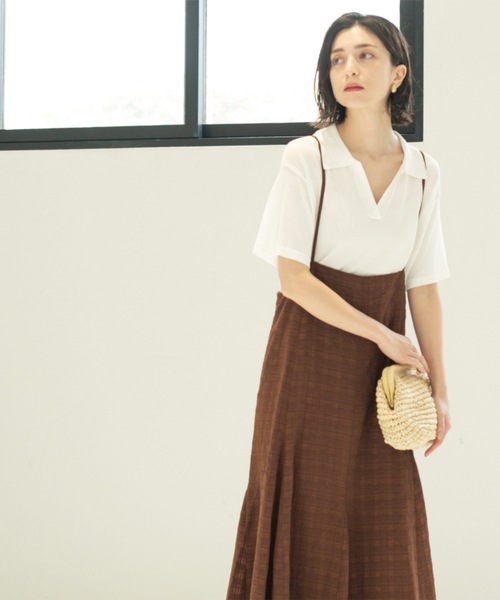 OPAQUE.CLIP（オペークドットクリップ）の「シアーチェックキャミワンピース【洗濯機洗い可】（ワンピース・レディース・ダークブラウン系1/ブラック系1・00）」の14枚目の写真