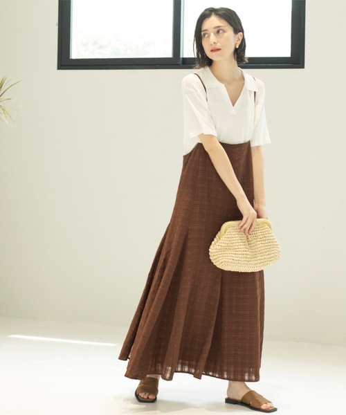 OPAQUE.CLIP（オペークドットクリップ）の「シアーチェックキャミワンピース【洗濯機洗い可】（ワンピース・レディース・ダークブラウン系1/ブラック系1・00）」の15枚目の写真