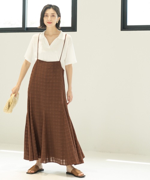 OPAQUE.CLIP（オペークドットクリップ）の「シアーチェックキャミワンピース【洗濯機洗い可】（ワンピース・レディース・ダークブラウン系1/ブラック系1・00）」の19枚目の写真