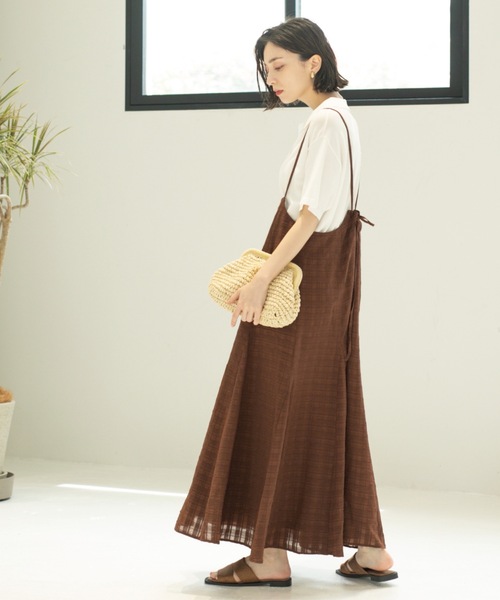 OPAQUE.CLIP（オペークドットクリップ）の「シアーチェックキャミワンピース【洗濯機洗い可】（ワンピース・レディース・ダークブラウン系1/ブラック系1・00）」の20枚目の写真