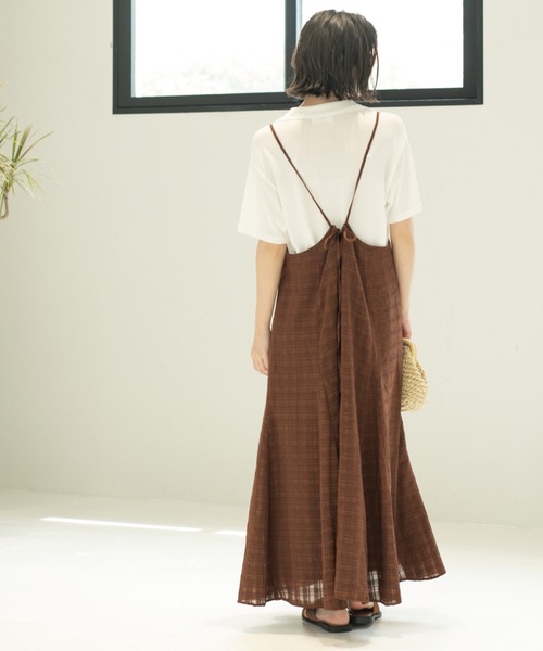 OPAQUE.CLIP（オペークドットクリップ）の「シアーチェックキャミワンピース【洗濯機洗い可】（ワンピース・レディース・ダークブラウン系1/ブラック系1・00）」の21枚目の写真