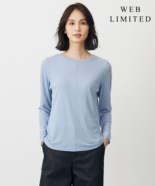 J.PRESS Ladies(J.プレス レディス)の「【WEB限定】シアーストレッチフライス クルーネック シアー カットソー(Tシャツ/カットソー・レディース・ダークブラウン系/ブラック系/アイボリー系/ブラック系1/サックスブルー系・SMALL)」の5枚目の写真