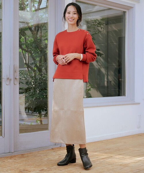 J.PRESS Ladies(J.プレス レディス)の「【WEB限定】シアーストレッチフライス クルーネック シアー カットソー(Tシャツ/カットソー・レディース・ダークブラウン系/ブラック系/アイボリー系/ブラック系1/サックスブルー系・SMALL)」の6枚目の写真