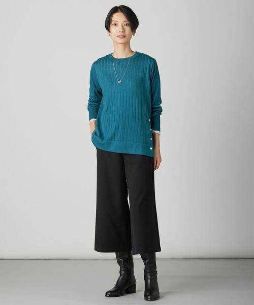 J.PRESS Ladies(J.プレス レディス)の「【WEB限定】シアーストレッチフライス クルーネック シアー カットソー(Tシャツ/カットソー・レディース・ダークブラウン系/ブラック系/アイボリー系/ブラック系1/サックスブルー系・SMALL)」の11枚目の写真
