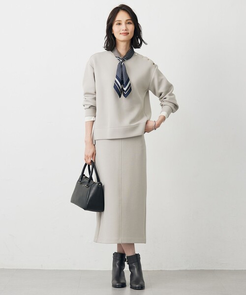 J.PRESS Ladies(J.プレス レディス)の「【WEB限定】シアーストレッチフライス クルーネック シアー カットソー(Tシャツ/カットソー・レディース・ダークブラウン系/ブラック系/アイボリー系/ブラック系1/サックスブルー系・SMALL)」の14枚目の写真