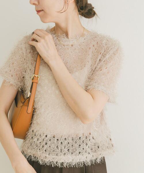 ITEMS URBANRESEARCH（アイテムズ アーバンリサーチ）の「フリンジチビTシャツ（Tシャツ/カットソー・レディース・ブラック/ベージュ・FREE）」の2枚目の写真