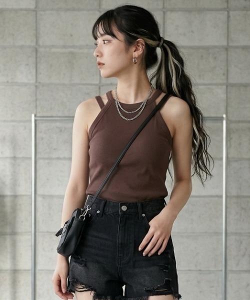 DIP IN CHOCOLATE(ディップインチョコレート)の「アメスリタンクトップ【DIP IN CHOCOLATE】(Tシャツ/カットソー・レディース・ブラック/オフホワイト/グレー/ブラウン・F)」の4枚目の写真
