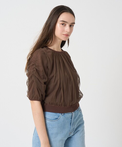 ANAYI（アナイ）の「チュールレイヤードパフ プルオーバー（ニット/セーター・レディース・ブラック/ブラウン/オフホワイト・38/36）」の3枚目の写真