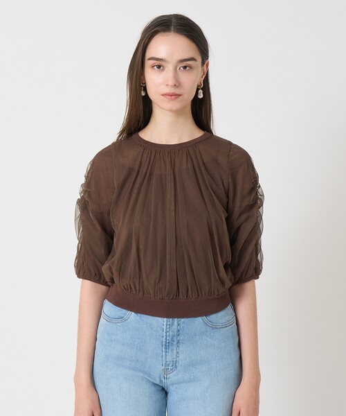 ANAYI（アナイ）の「チュールレイヤードパフ プルオーバー（ニット/セーター・レディース・ブラック/ブラウン/オフホワイト・38/36）」の4枚目の写真