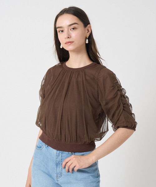 ANAYI（アナイ）の「チュールレイヤードパフ プルオーバー（ニット/セーター・レディース・ブラック/ブラウン/オフホワイト・38/36）」の7枚目の写真