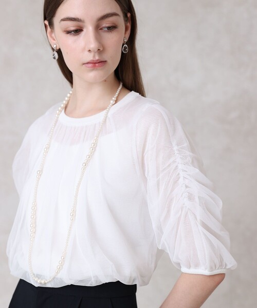 ANAYI（アナイ）の「チュールレイヤードパフ プルオーバー（ニット/セーター・レディース・ブラック/ブラウン/オフホワイト・38/36）」の10枚目の写真