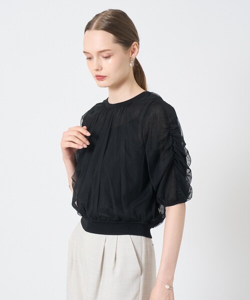 ANAYI（アナイ）の「チュールレイヤードパフ プルオーバー（ニット/セーター・レディース・ブラック/ブラウン/オフホワイト・38/36）」の13枚目の写真