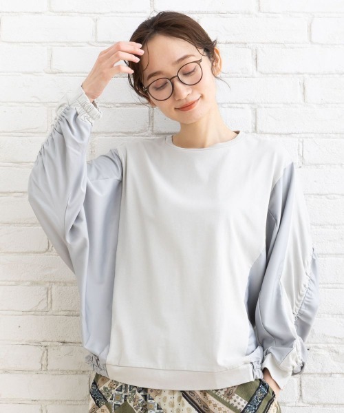 tシャツ FONTLAB シャーリング切替プルオーバー レディース セール】FONTLAB シャーリング切替プルオーバー（Tシャツ