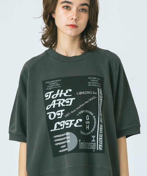 ROSE BUD(ローズバッド)の「(GENE HEAVENS)HALF SLEEVE GRAPHIC SWEAT(スウェット・レディース・チャコールグレー/グレー・ONE SIZE)」の19枚目の写真