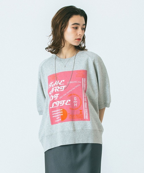 ROSE BUD(ローズバッド)の「(GENE HEAVENS)HALF SLEEVE GRAPHIC SWEAT(スウェット・レディース・チャコールグレー/グレー・ONE SIZE)」の8枚目の写真