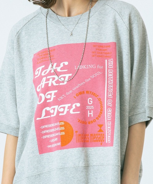 ROSE BUD(ローズバッド)の「(GENE HEAVENS)HALF SLEEVE GRAPHIC SWEAT(スウェット・レディース・チャコールグレー/グレー・ONE SIZE)」の6枚目の写真