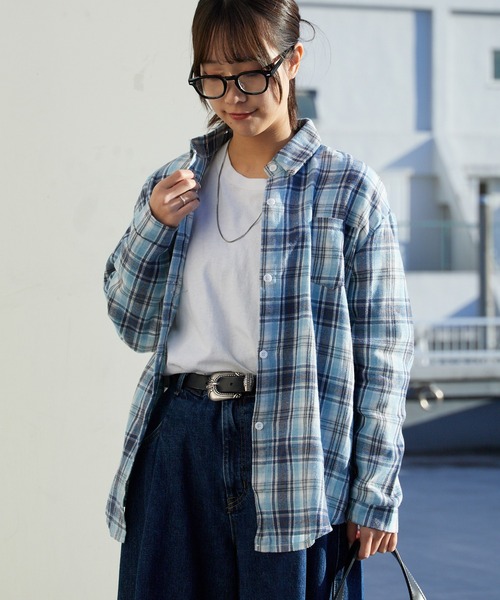 AO2（アオズ）の「LOOS Fit Plaid Button shirt / ルーズフィットチェックボタンシャツ（シャツ/ブラウス・レディース・イエロー/ブルー・FREE）」の2枚目の写真