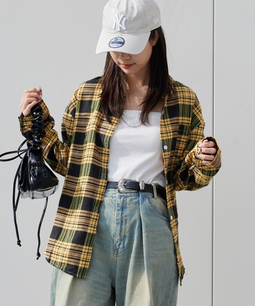 AO2（アオズ）の「LOOS Fit Plaid Button shirt / ルーズフィットチェックボタンシャツ（シャツ/ブラウス・レディース・イエロー/ブルー・FREE）」の10枚目の写真