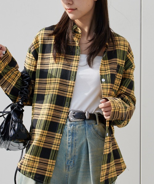 AO2（アオズ）の「LOOS Fit Plaid Button shirt / ルーズフィットチェックボタンシャツ（シャツ/ブラウス・レディース・イエロー/ブルー・FREE）」の12枚目の写真