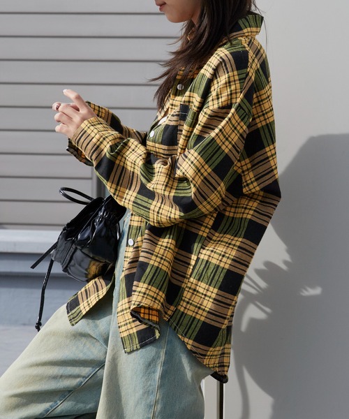 AO2（アオズ）の「LOOS Fit Plaid Button shirt / ルーズフィットチェックボタンシャツ（シャツ/ブラウス・レディース・イエロー/ブルー・FREE）」の13枚目の写真
