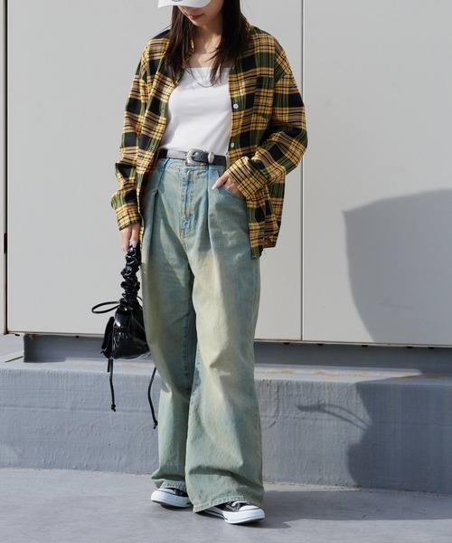 AO2（アオズ）の「LOOS Fit Plaid Button shirt / ルーズフィットチェックボタンシャツ（シャツ/ブラウス・レディース・イエロー/ブルー・FREE）」の14枚目の写真