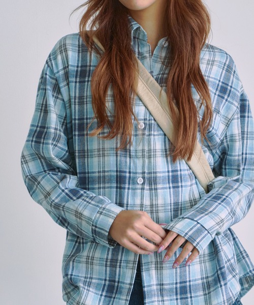 AO2（アオズ）の「LOOS Fit Plaid Button shirt / ルーズフィットチェックボタンシャツ（シャツ/ブラウス・レディース・イエロー/ブルー・FREE）」の9枚目の写真