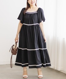 CLETTE（クレット）の「配色テープティアードワンピース（ワンピース・レディース）」