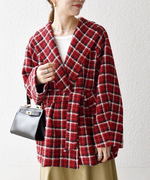 セール】SHIPS any: ブロック ツイード コクーン コート（その他