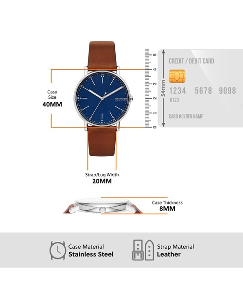 SKAGEN(スカーゲン)の「スカーゲン 腕時計&付け替え用ストラップバンド セット メンズ アナログ レザー W69X215OT(アナログ腕時計・メンズ・ブラウン・FREE)」の6枚目の写真