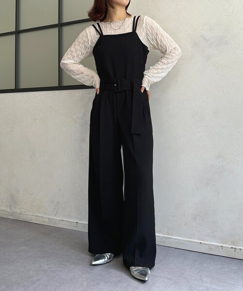 Thevon（ゼボン）の「ベルト付きサロペット（つなぎ/オールインワン・レディース・チャコールグレー/グレイッシュベージュ/ブラック・S/M）」の4枚目の写真