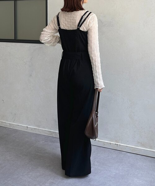 Thevon（ゼボン）の「ベルト付きサロペット（つなぎ/オールインワン・レディース・チャコールグレー/グレイッシュベージュ/ブラック・S/M）」の6枚目の写真