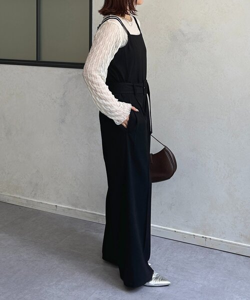 Thevon（ゼボン）の「ベルト付きサロペット（つなぎ/オールインワン・レディース・チャコールグレー/グレイッシュベージュ/ブラック・S/M）」の7枚目の写真