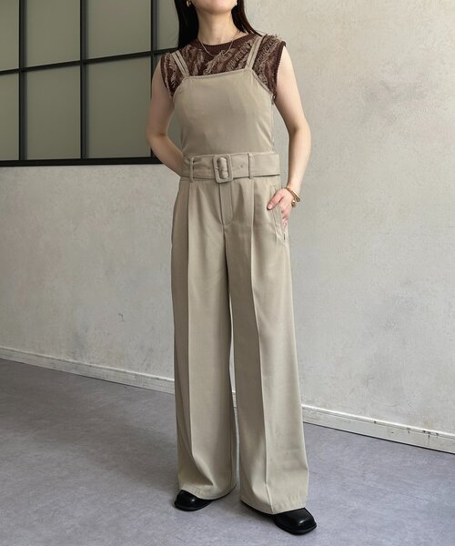 Thevon（ゼボン）の「ベルト付きサロペット（つなぎ/オールインワン・レディース・チャコールグレー/グレイッシュベージュ/ブラック・S/M）」の19枚目の写真