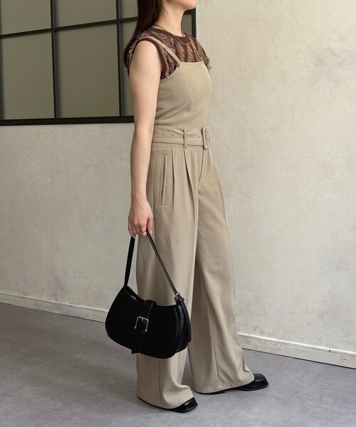 Thevon（ゼボン）の「ベルト付きサロペット（つなぎ/オールインワン・レディース・チャコールグレー/グレイッシュベージュ/ブラック・S/M）」の22枚目の写真