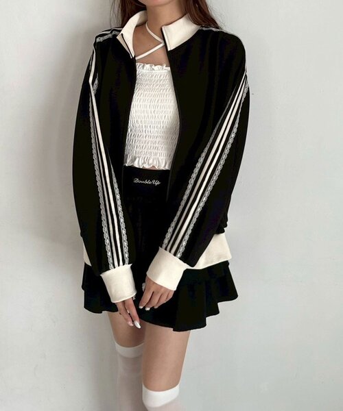 OLIVE des OLIVE（オリーブデオリーブ）の「トラックジャケット（ジャージ・レディース・サックスブルー/ブラック/ブラウン・FREE）」の4枚目の写真