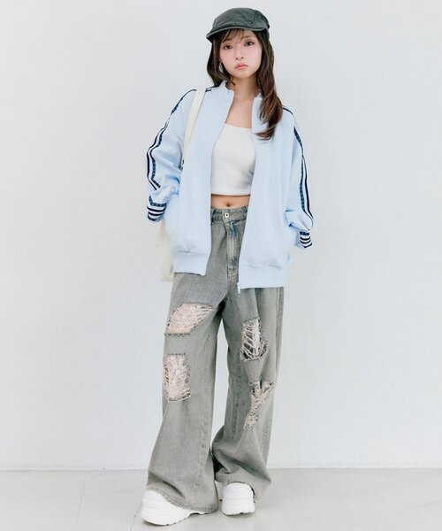 OLIVE des OLIVE（オリーブデオリーブ）の「トラックジャケット（ジャージ・レディース・サックスブルー/ブラック/ブラウン・FREE）」の17枚目の写真