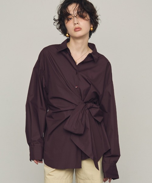 ウエストアシメリボン長袖シャツ（シャツ/ブラウス）｜Trish