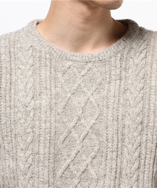 CIAOPANIC（チャオパニック）の「【Ciaopanic】　エコウールアラン柄クルーネック（ニット/セーター・メンズ・アイボリー/ブラウン・MEDIUM/LARGE）」の5枚目の写真