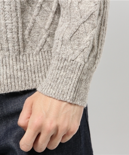 CIAOPANIC（チャオパニック）の「【Ciaopanic】　エコウールアラン柄クルーネック（ニット/セーター・メンズ・アイボリー/ブラウン・MEDIUM/LARGE）」の6枚目の写真