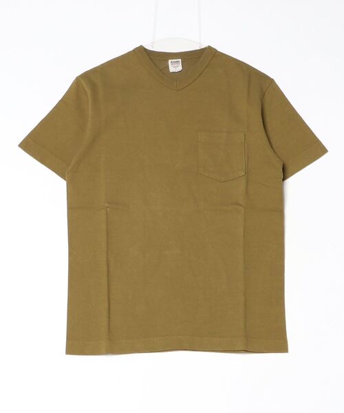 BARNS OUTFITTERS（バーンズアウトフィッターズ）の「【PH2】【BARNS OUTFITTERS】TSURI-AMI SS VN-T 吊り編み ショートスリーブ Vネック Tシャツ（Tシャツ/カットソー・メンズ・オリーブ/レッド系その他/オリーブドラブ/ゴールド/ピンク系その他・SMALL）」の2枚目の写真