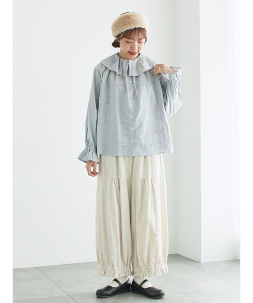 セール】【WEB限定】コットンジャカード製品染め裾フリルパンツ