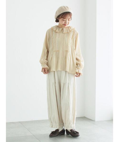 セール】【WEB限定】コットンジャカード製品染め裾フリルパンツ