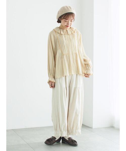 【WEB限定】コットンジャカード製品染め裾フリルパンツ セール】 コットンジャカード製品染め裾フリルパンツ