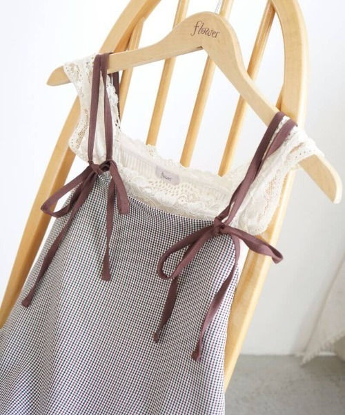 flower(フラワー)の「レイヤードチェックワンピース(ワンピース・レディース・イエロー/ブラウン・FREE)」の11枚目の写真